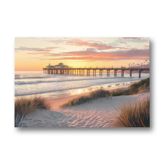 Huntington Beach Coastal Vibes - Canvas Wall Art - Front
