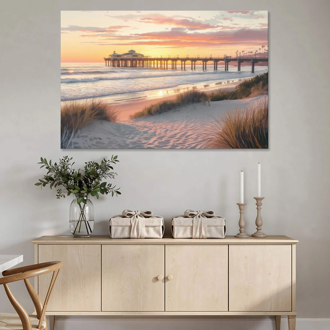 Huntington Beach Coastal Vibes - Canvas Wall Art - Coffee Table - 60x40