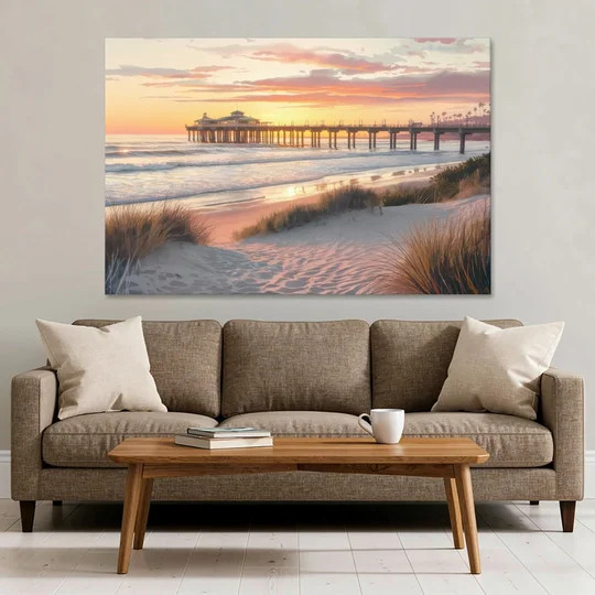 Huntington Beach Coastal Vibes - Canvas Wall Art - Sofa - 60x40