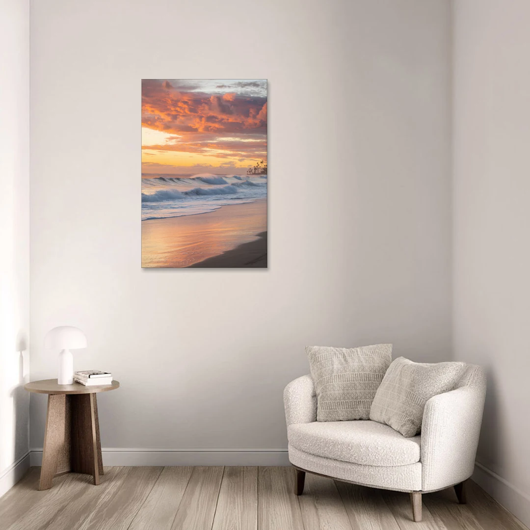 Huntington Beach Golden Hour - Canvas Wall Art - Sofa - 24x36