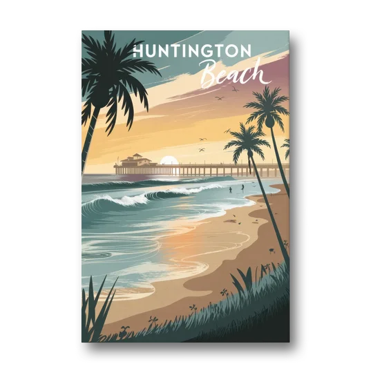 Huntington Beach Pacific Coast - Canvas Wall Art - Front