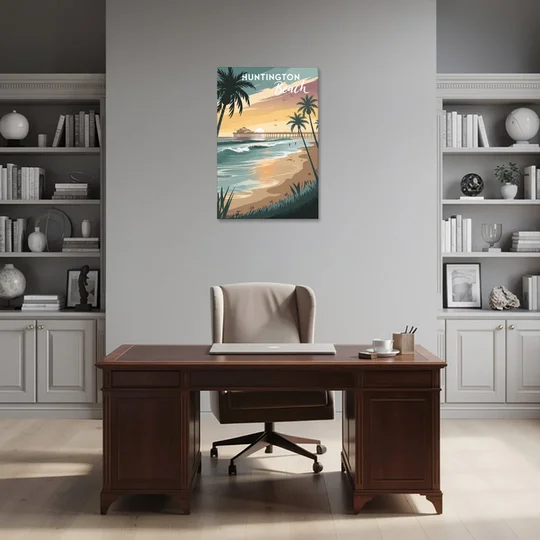 Huntington Beach Pacific Coast - Canvas Wall Art - Office - 24x36