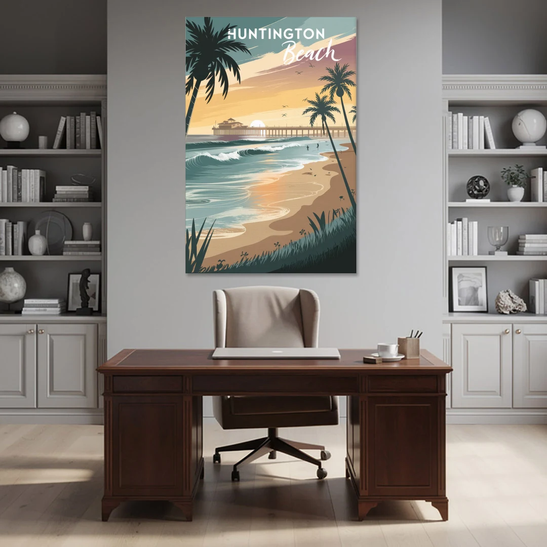 Huntington Beach Pacific Coast - Canvas Wall Art - Office - 40x60