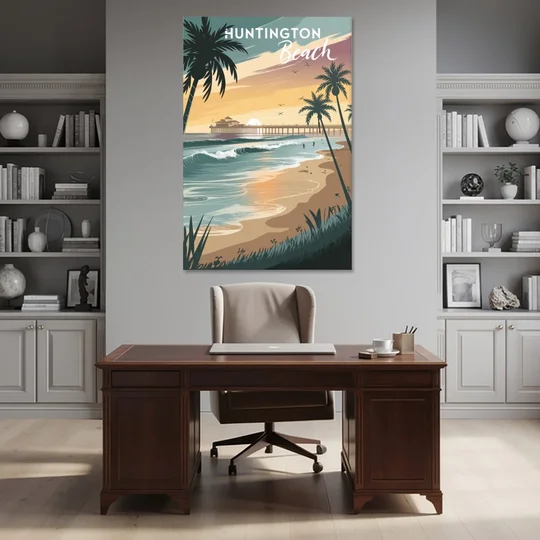 Huntington Beach Pacific Coast - Canvas Wall Art - Office - 40x60