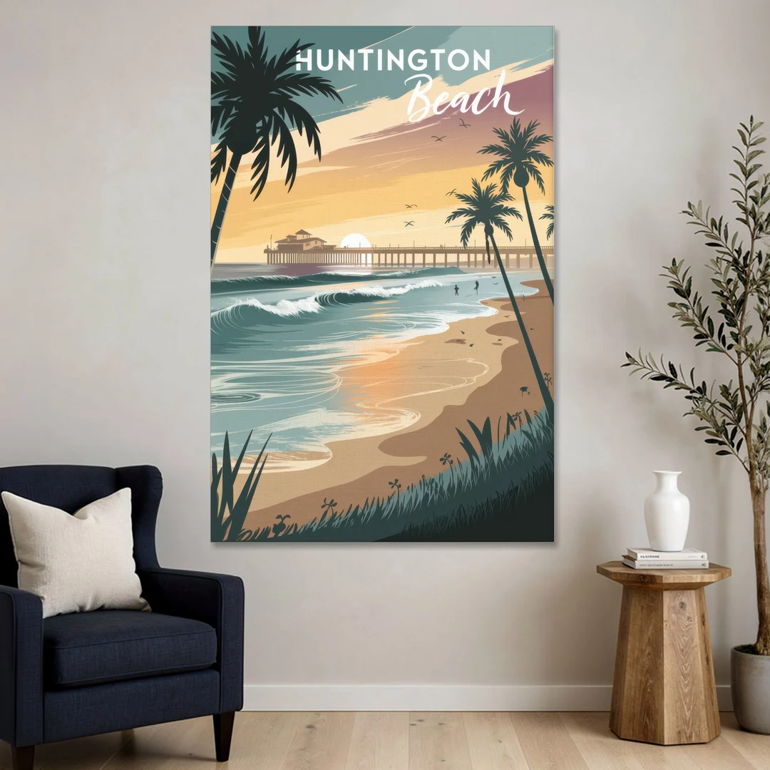 Huntington Beach Pacific Coast - Canvas Wall Art - Sofa - 40x60