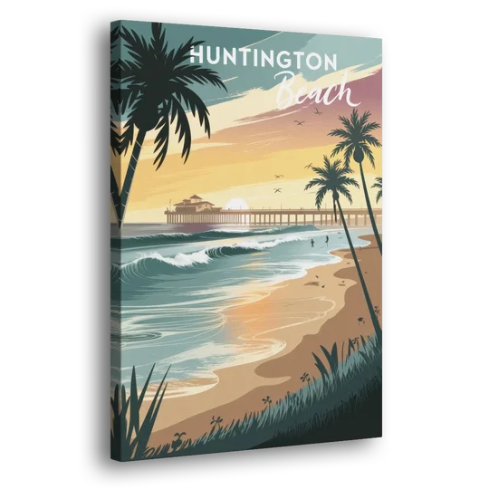 Huntington Beach Pacific Coast - Canvas Wall Art - Side