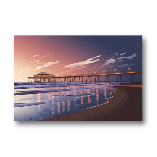 Huntington Beach Pier At Twilight - Canvas Wall Art - Front