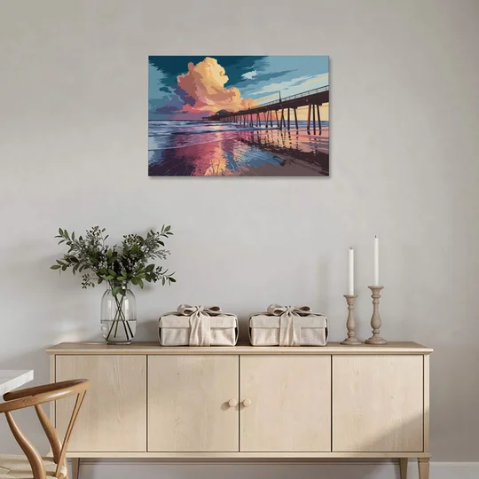 Huntington Beach Sunrise Views - Canvas Wall Art - Coffee Table - 36x24