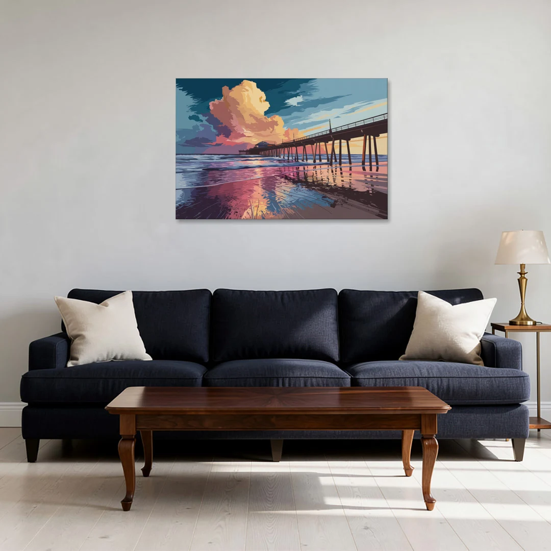 Huntington Beach Sunrise Views - Canvas Wall Art - Sofa - 36x24