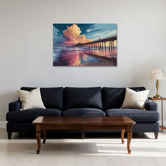 Huntington Beach Sunrise Views - Canvas Wall Art - Sofa - 36x24