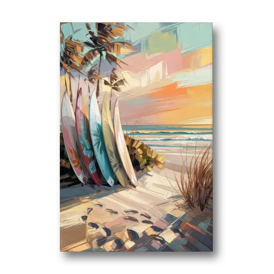 Huntington Beach Surfboards - Canvas Wall Art - Front