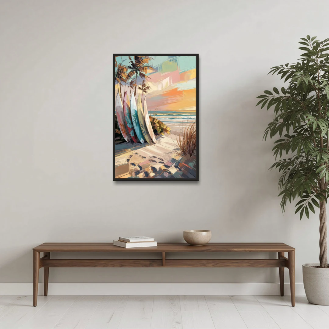 Huntington Beach Surfboards - Black Framed Canvas Wall Art - Coffee Table - 24x36