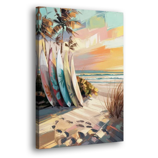 Huntington Beach Surfboards - Canvas Wall Art - Side
