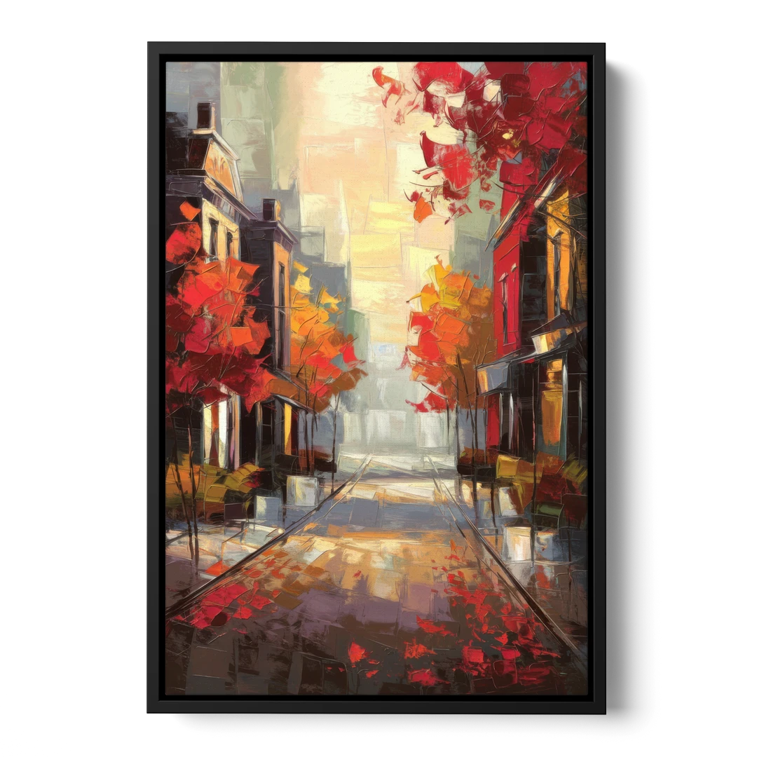 Huntsville Autumn Foliage Charm - Black Framed Canvas Wall Art - Front