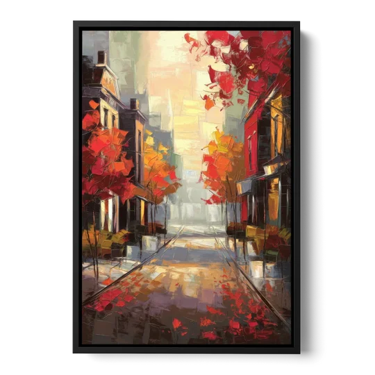 Huntsville Autumn Foliage Charm - Black Framed Canvas Wall Art - Front