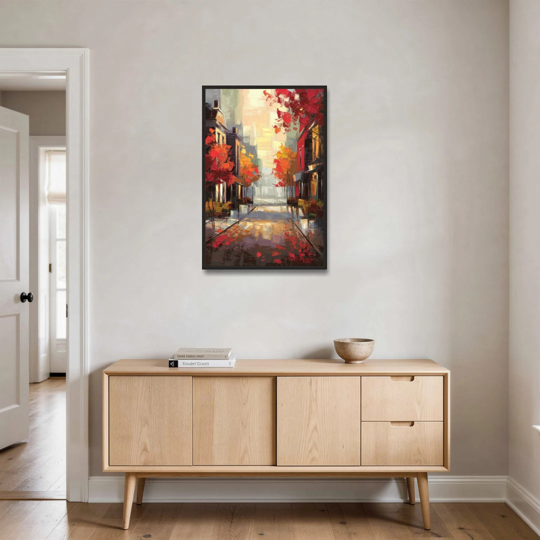 Huntsville Autumn Foliage Charm - Black Framed Canvas Wall Art - Coffee Table - 24x36