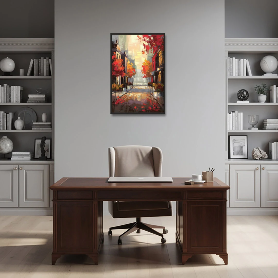Huntsville Autumn Foliage Charm - Black Framed Canvas Wall Art - Office - 24x36
