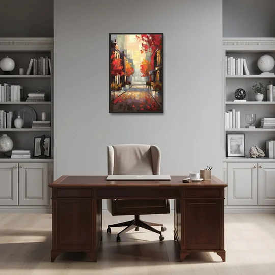 Huntsville Autumn Foliage Charm - Black Framed Canvas Wall Art - Office - 24x36
