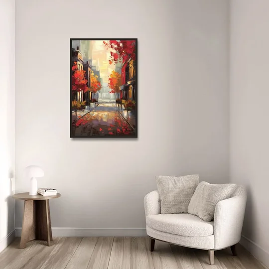 Huntsville Autumn Foliage Charm - Black Framed Canvas Wall Art - Sofa - 24x36