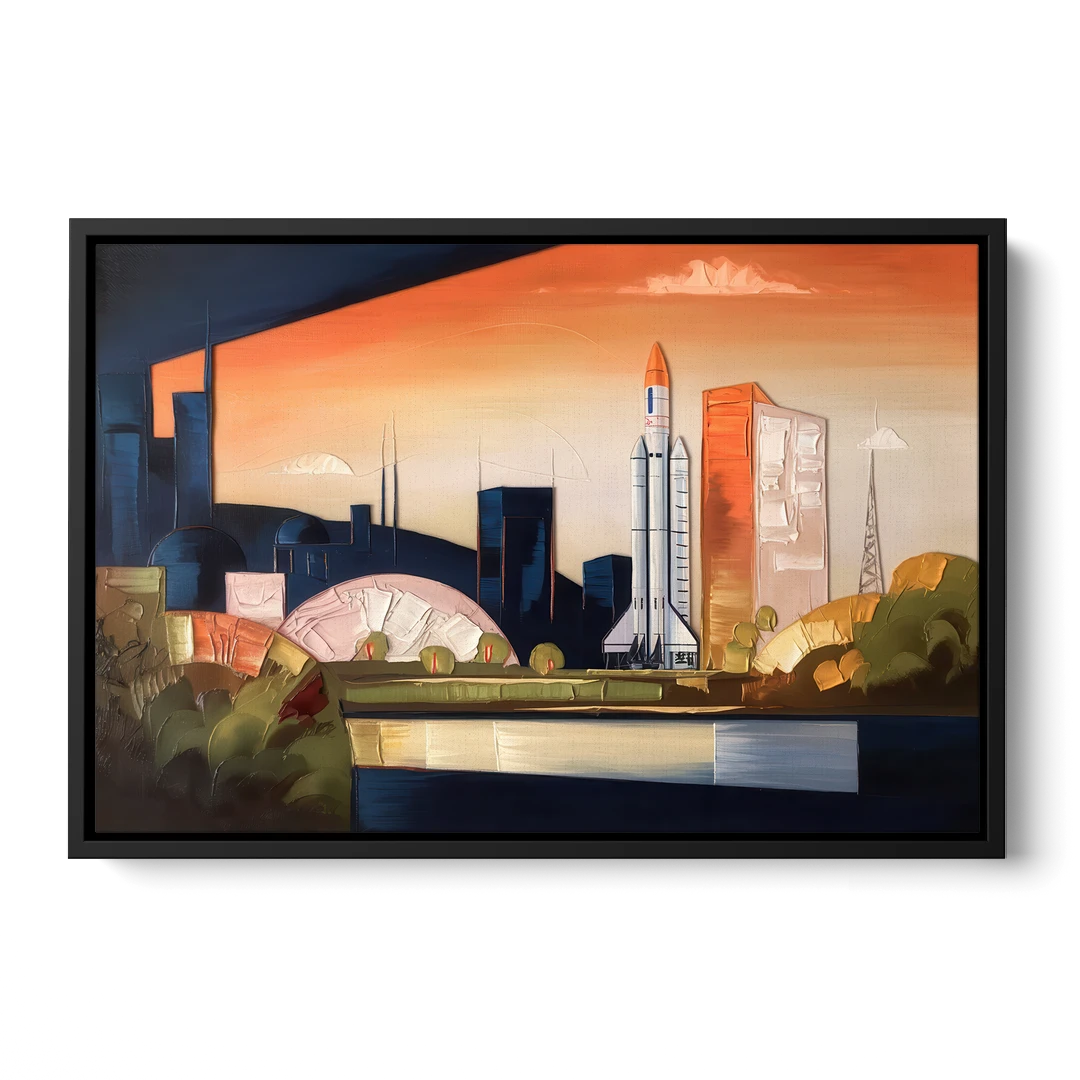 Huntsville Modern Cityscape - Black Framed Canvas Wall Art - Front