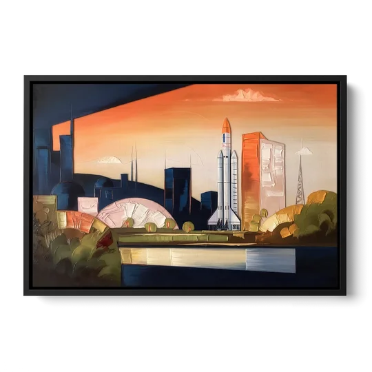 Huntsville Modern Cityscape - Black Framed Canvas Wall Art - Front