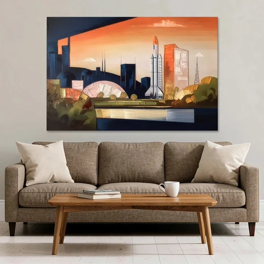 Huntsville Modern Cityscape - Canvas Wall Art - Sofa - 60x40