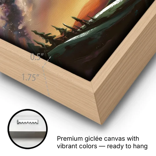 Huntsville Night Sky Astronomy - Oak Framed Canvas Wall Art - Gallery Wrap Corner