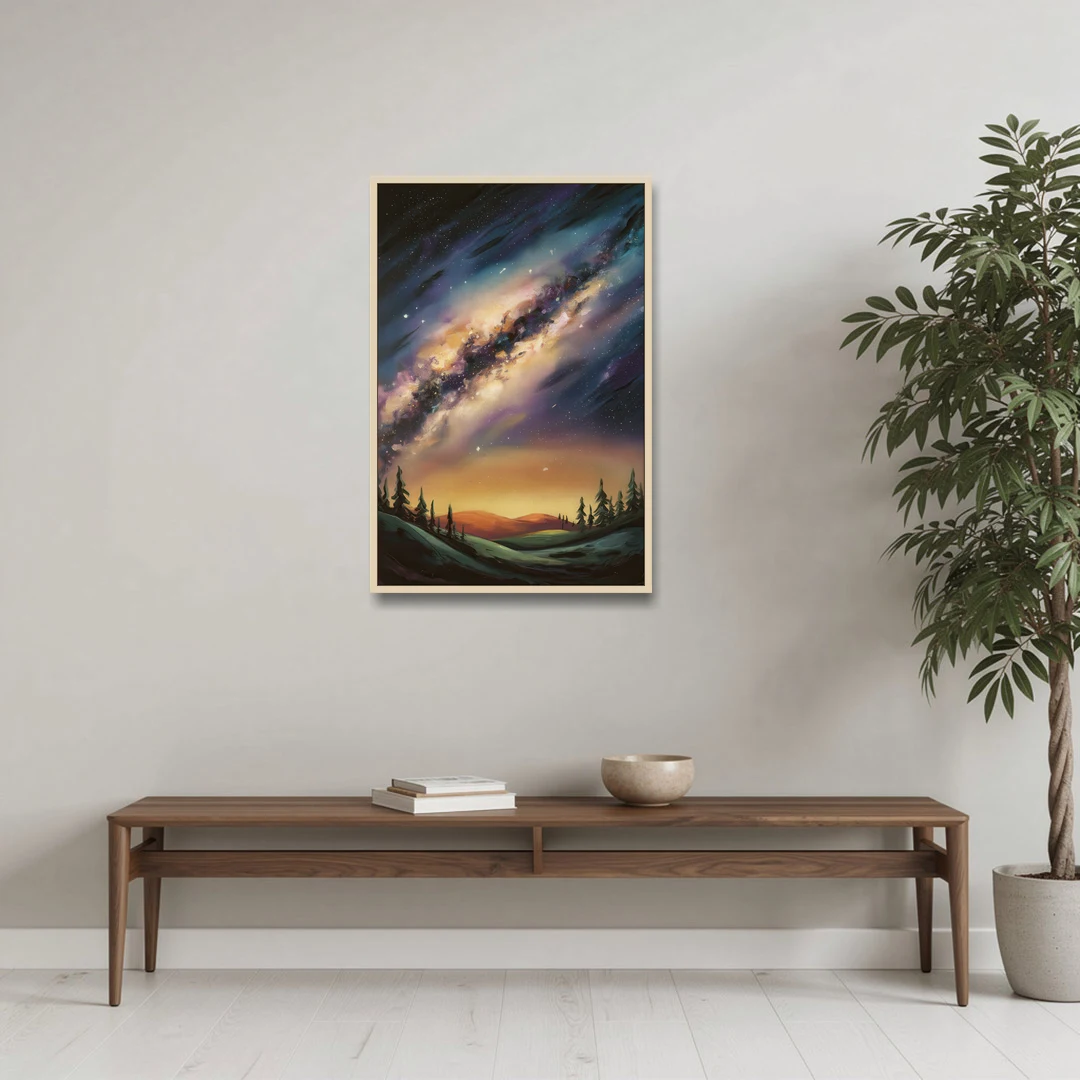 Huntsville Night Sky Astronomy - Oak Framed Canvas Wall Art - Coffee Table - 24x36