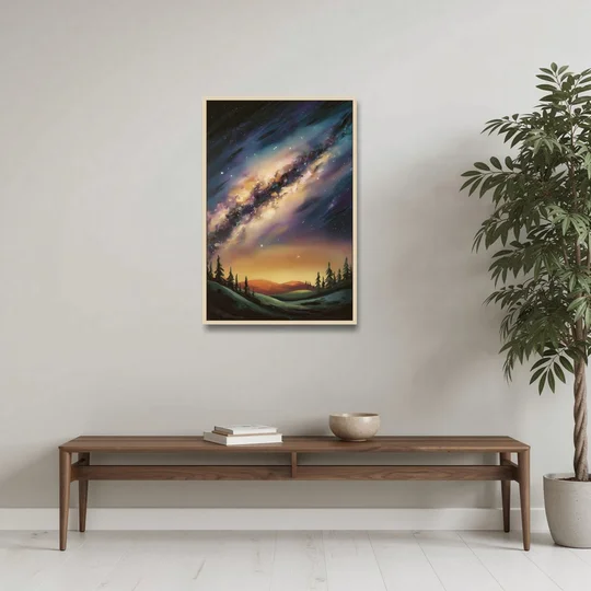 Huntsville Night Sky Astronomy - Oak Framed Canvas Wall Art - Coffee Table - 24x36