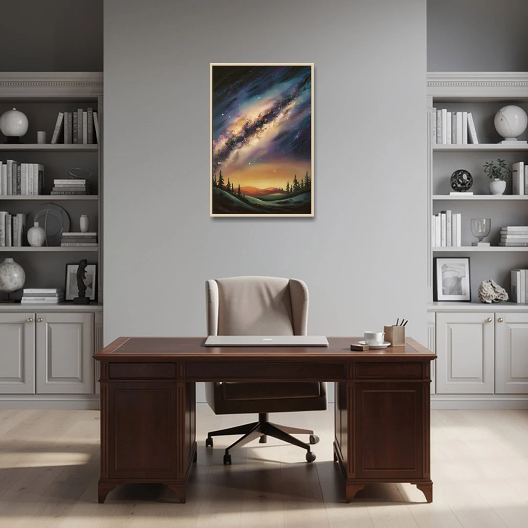 Huntsville Night Sky Astronomy - Oak Framed Canvas Wall Art - Office - 24x36