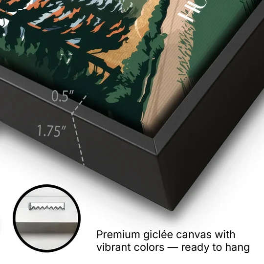 Huntsville Scenic Mountain View - Black Framed Canvas Wall Art - Gallery Wrap Corner