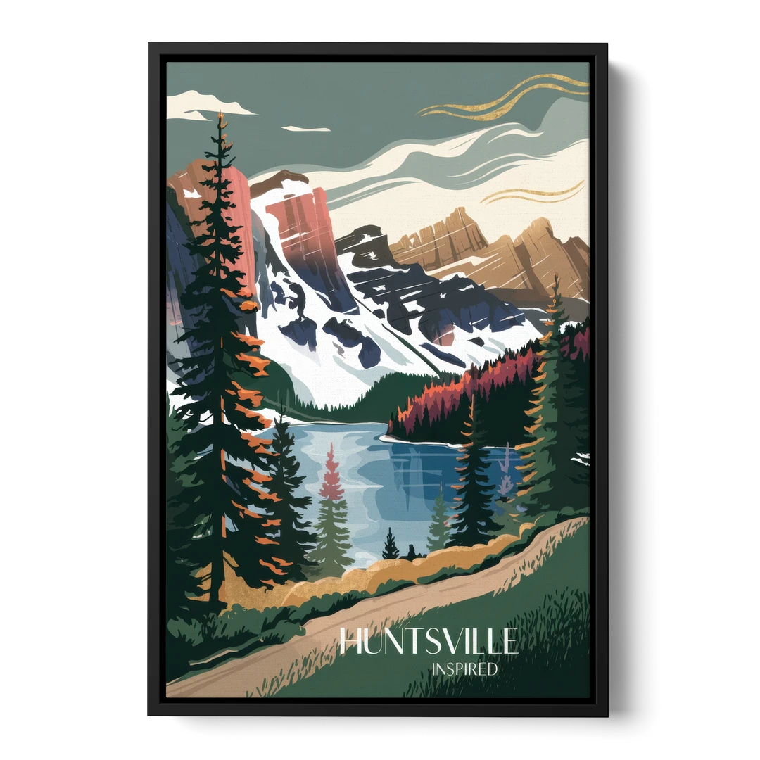 Huntsville Scenic Mountain View - Black Framed Canvas Wall Art - Front