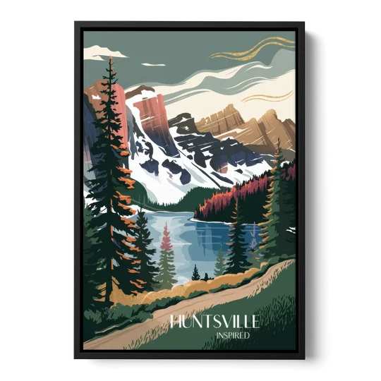 Huntsville Scenic Mountain View - Black Framed Canvas Wall Art - Front