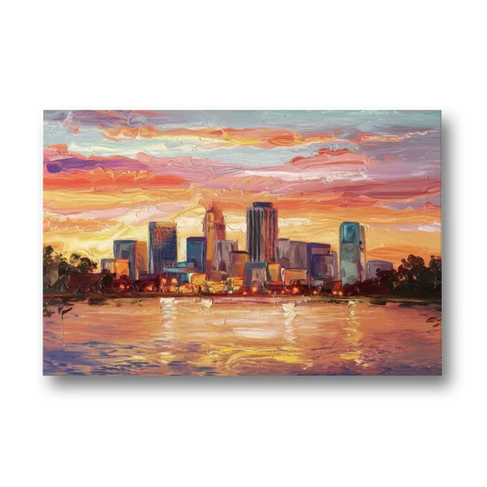 Huntsville Skyline At Sunset - Canvas Wall Art - Front