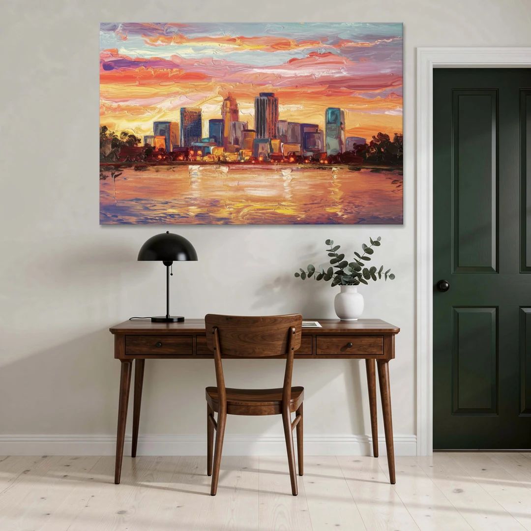 Huntsville Skyline At Sunset - Canvas Wall Art - Office - 60x40