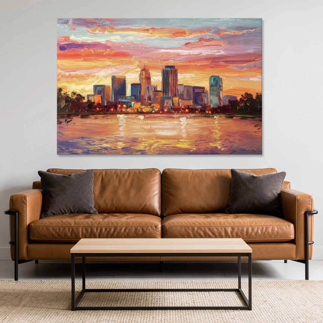 Huntsville Skyline At Sunset - Canvas Wall Art - Sofa - 60x40