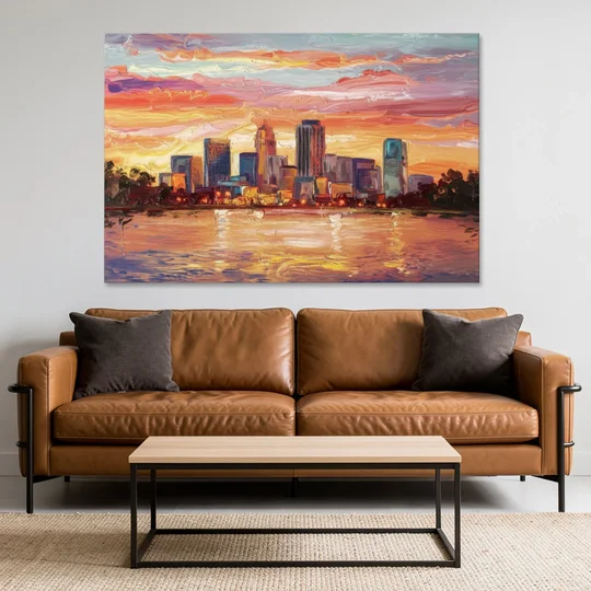 Huntsville Skyline At Sunset - Canvas Wall Art - Sofa - 60x40