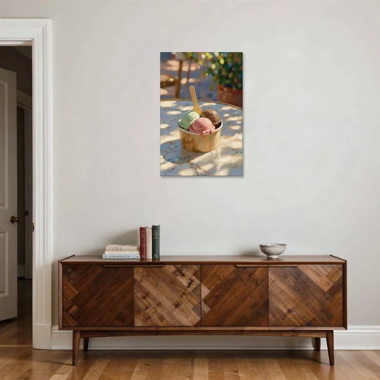 Ice Cream Painting Gelato Cup in Summer Shade - Canvas Wall Art - Coffee Table - 24x36