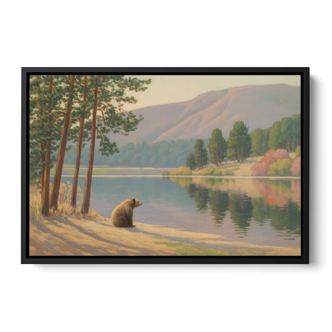Iconic Big Bear Lake View - Black Framed Canvas Wall Art - Front