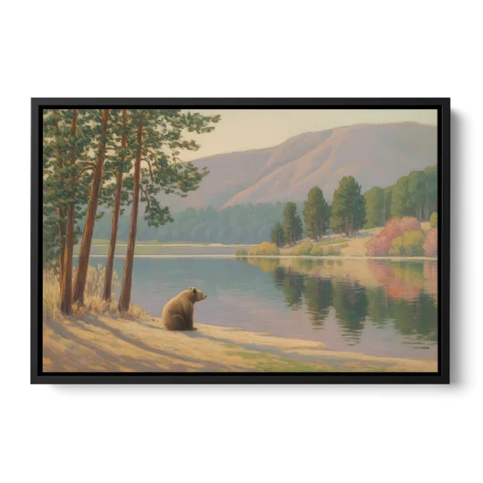 Iconic Big Bear Lake View - Black Framed Canvas Wall Art - Front