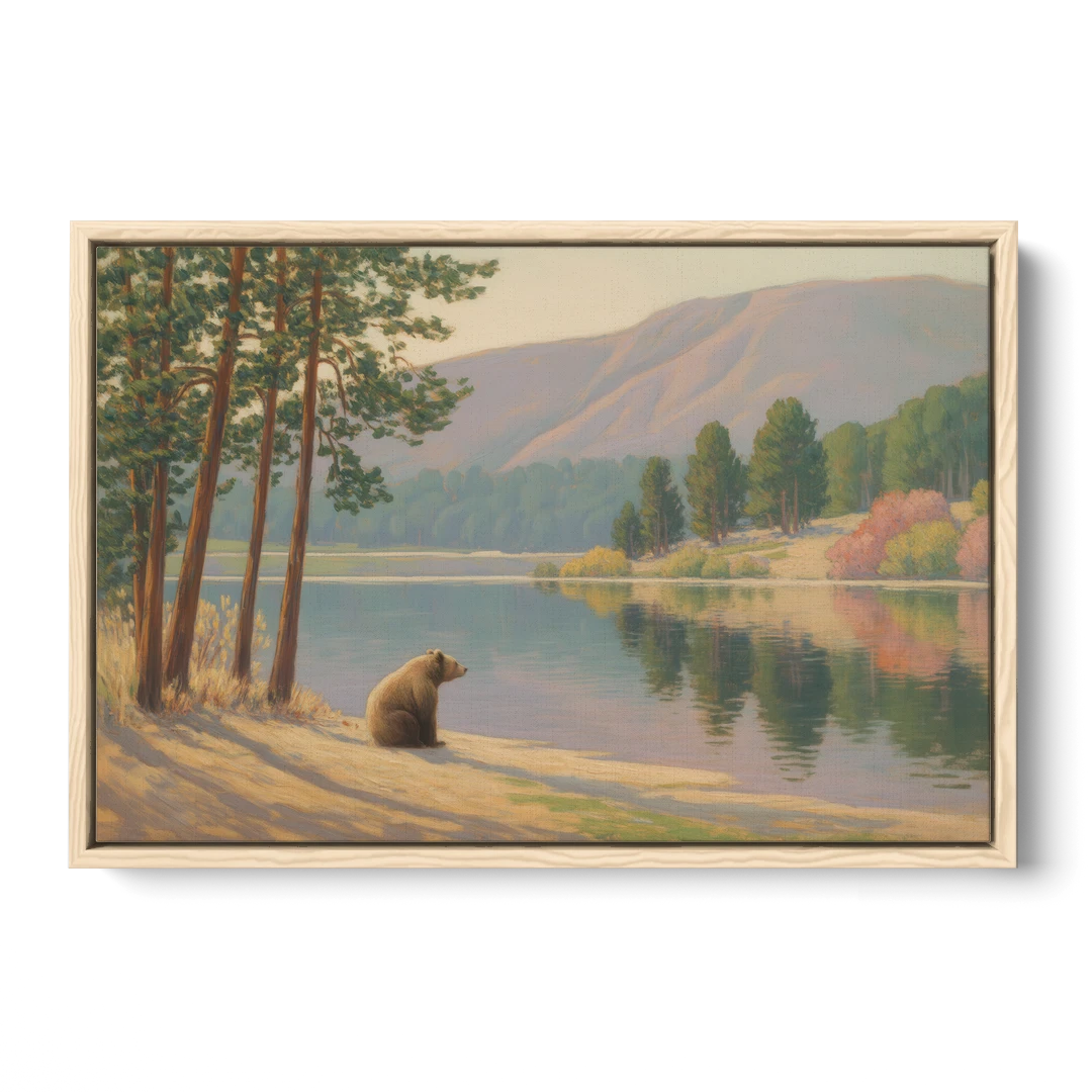 Iconic Big Bear Lake View - Oak Framed Canvas Wall Art - Front