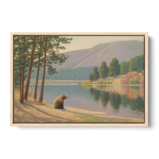 Iconic Big Bear Lake View - Oak Framed Canvas Wall Art - Front