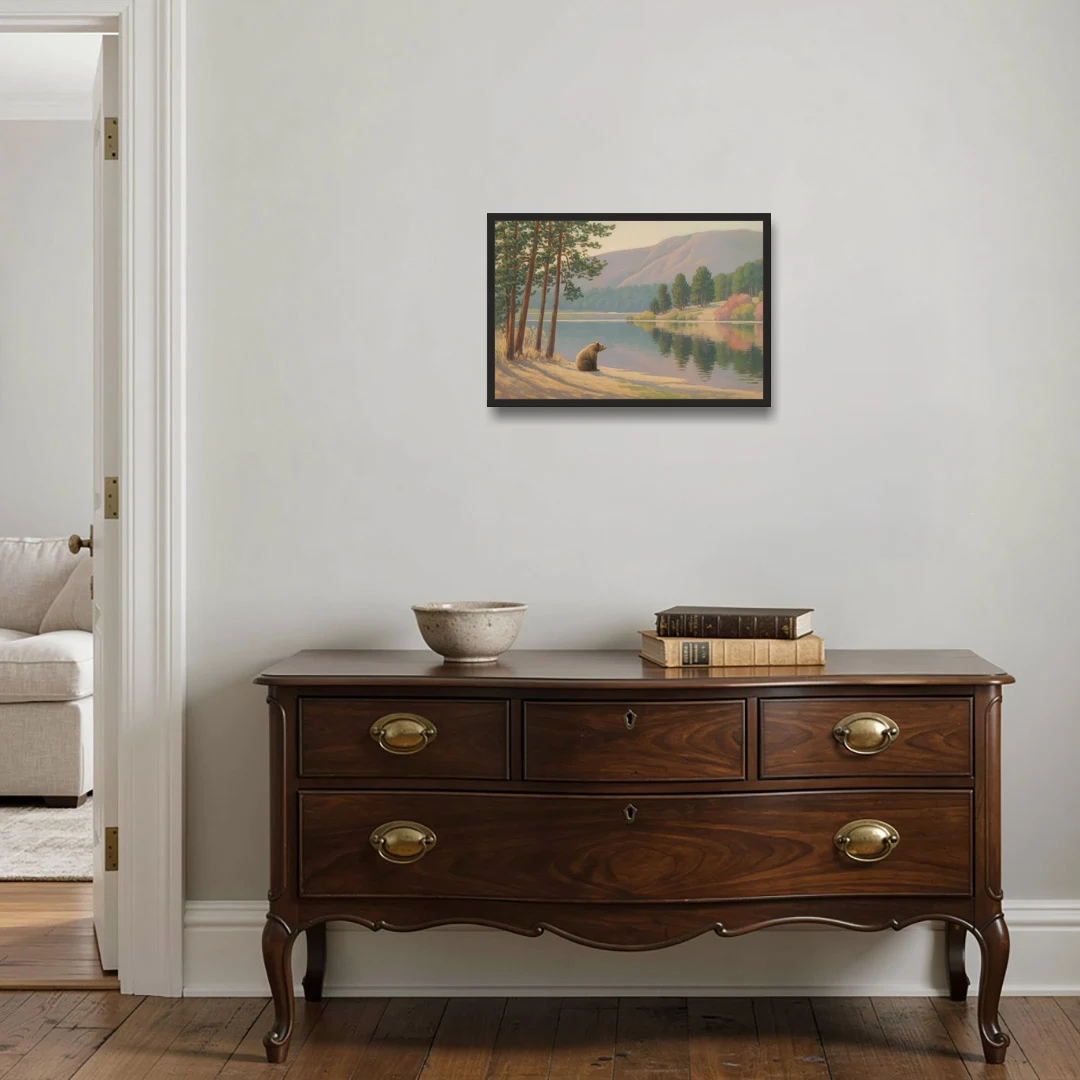 Iconic Big Bear Lake View - Black Framed Canvas Wall Art - Coffee Table - 24x16