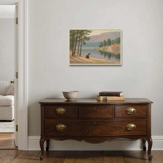 Iconic Big Bear Lake View - Oak Framed Canvas Wall Art - Coffee Table - 30x20