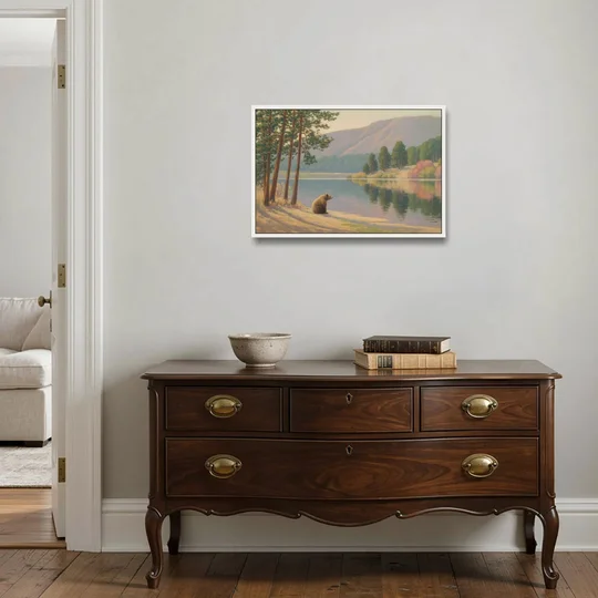 Iconic Big Bear Lake View - White Framed Canvas Wall Art - Coffee Table - 30x20