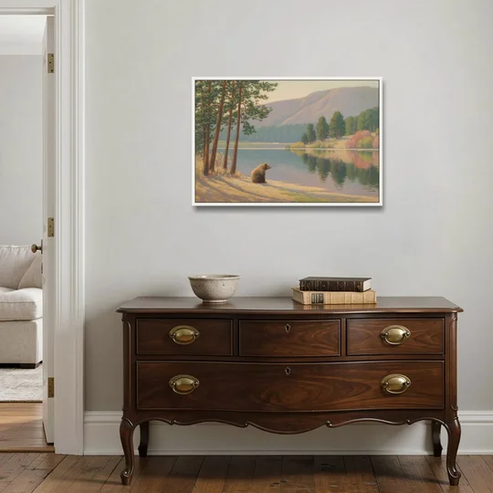 Iconic Big Bear Lake View - White Framed Canvas Wall Art - Coffee Table - 36x24
