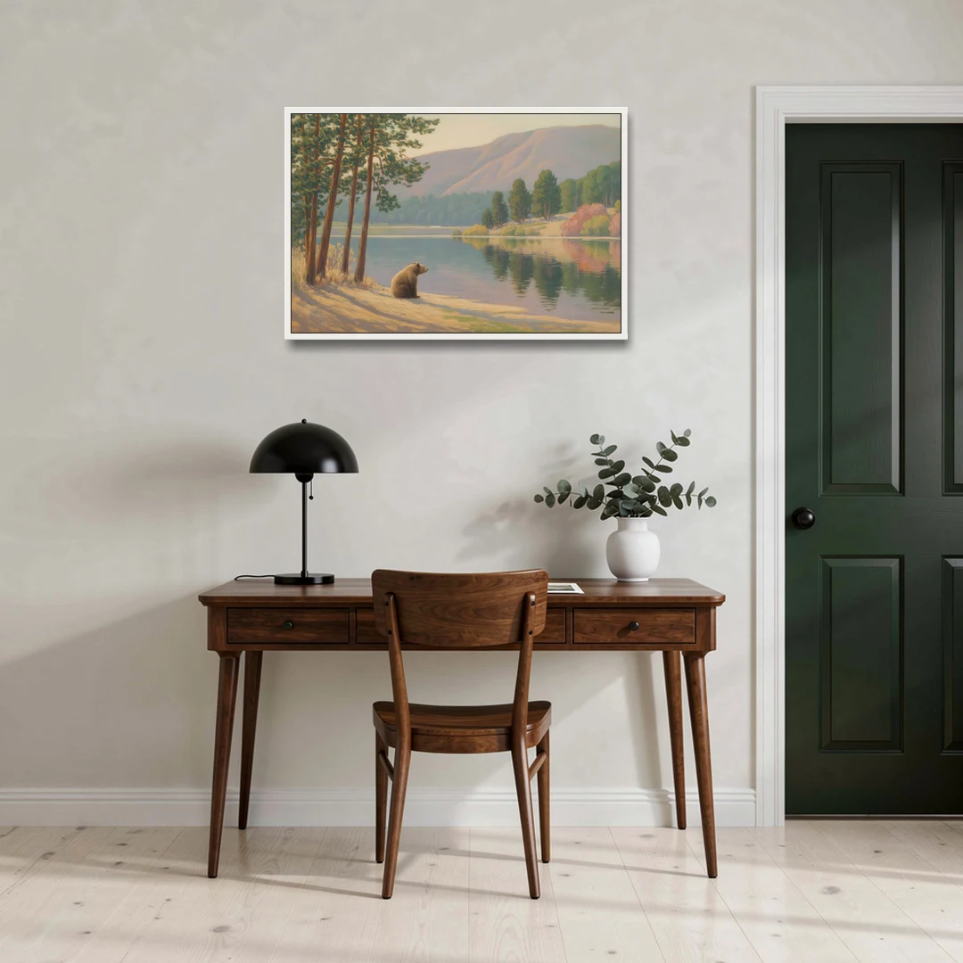 Iconic Big Bear Lake View - White Framed Canvas Wall Art - Office - 36x24