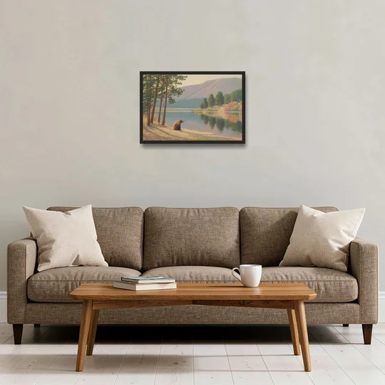 Iconic Big Bear Lake View - Black Framed Canvas Wall Art - Sofa - 24x16