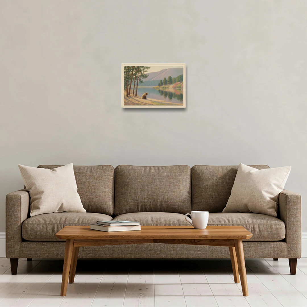 Iconic Big Bear Lake View - Oak Framed Canvas Wall Art - Sofa - 18x12