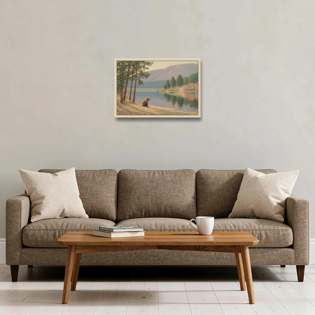Iconic Big Bear Lake View - Oak Framed Canvas Wall Art - Sofa - 24x16